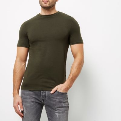Khaki green muscle fit t-shirt
